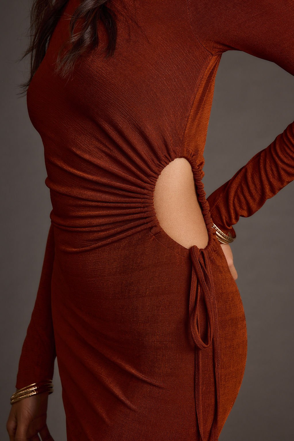 Aftergold Rust Cutout Midi Dress - Image 2