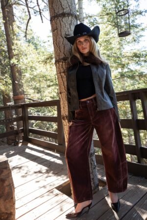 Gracyn Mulberry Velveteen Barrel Pants