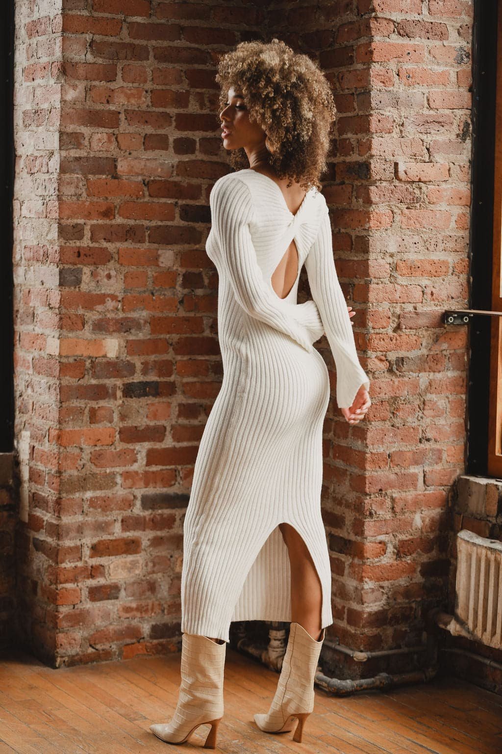 Gwyneth White Sweater Midi Dress - Image 9