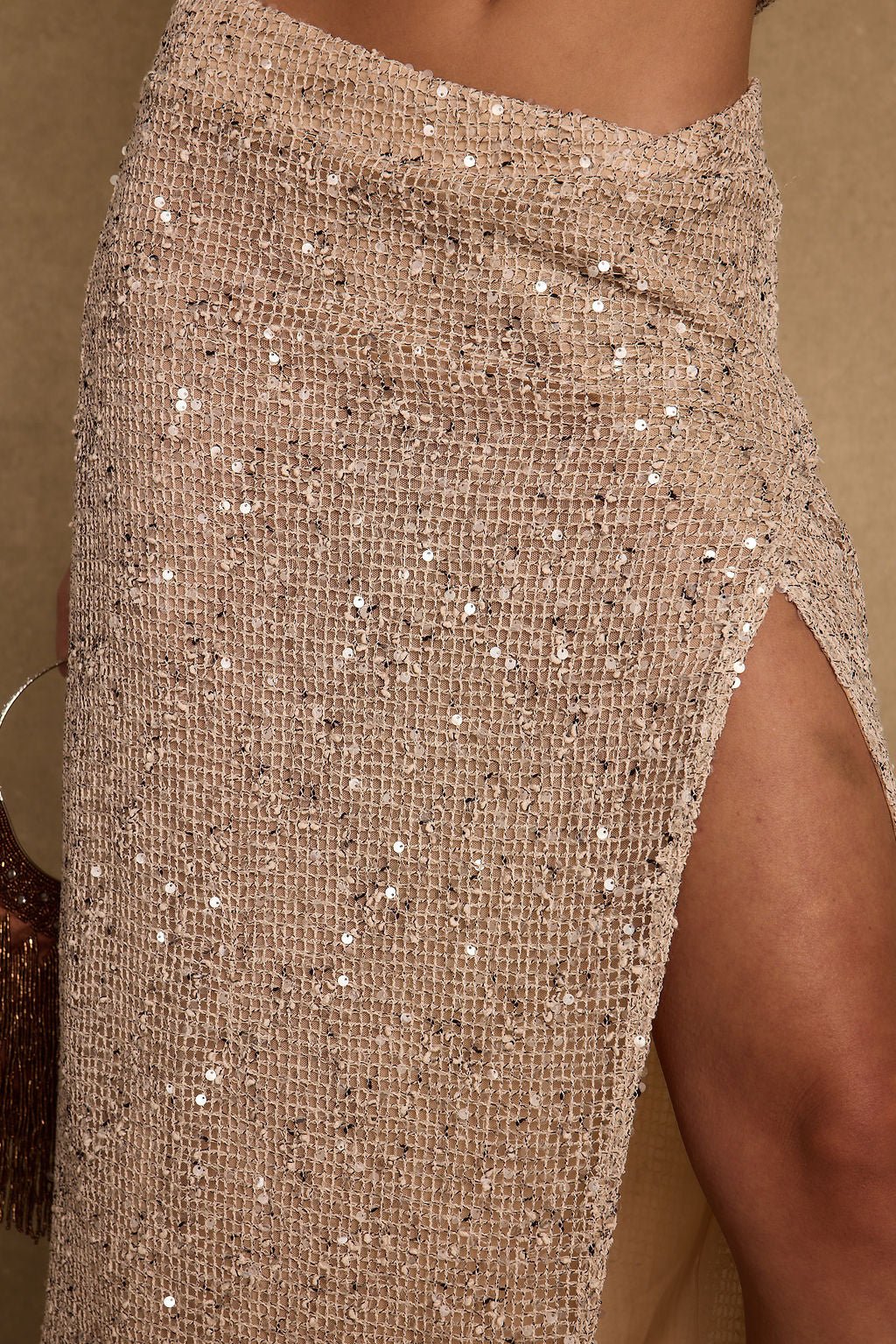 Ibiza Champagne Sequin Maxi Skirt - Image 4