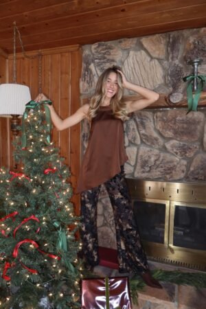 Linden Mocha Asymmetrical Halter Top