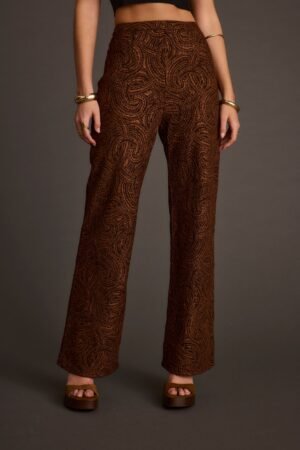 Milan Cognac Swirl Wide Leg Trouser