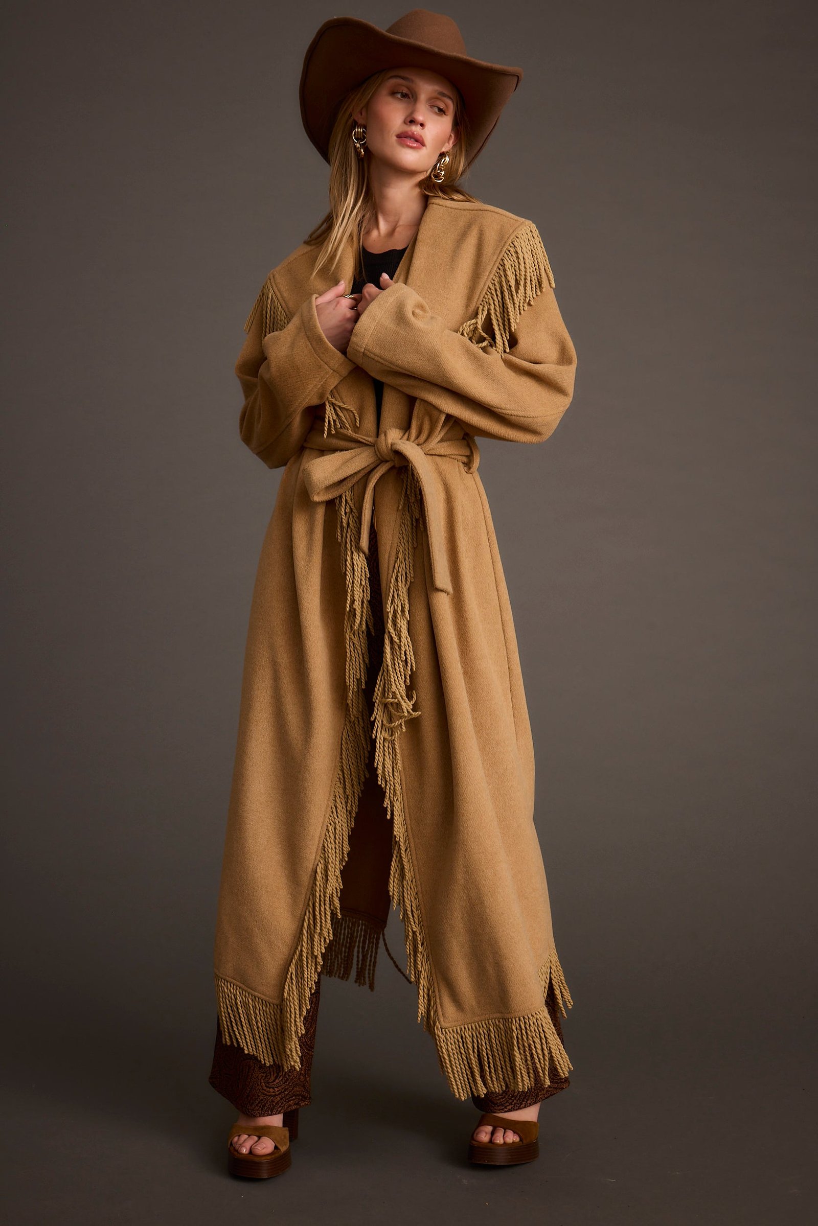Montrose Camel Fringe Coat - Image 10