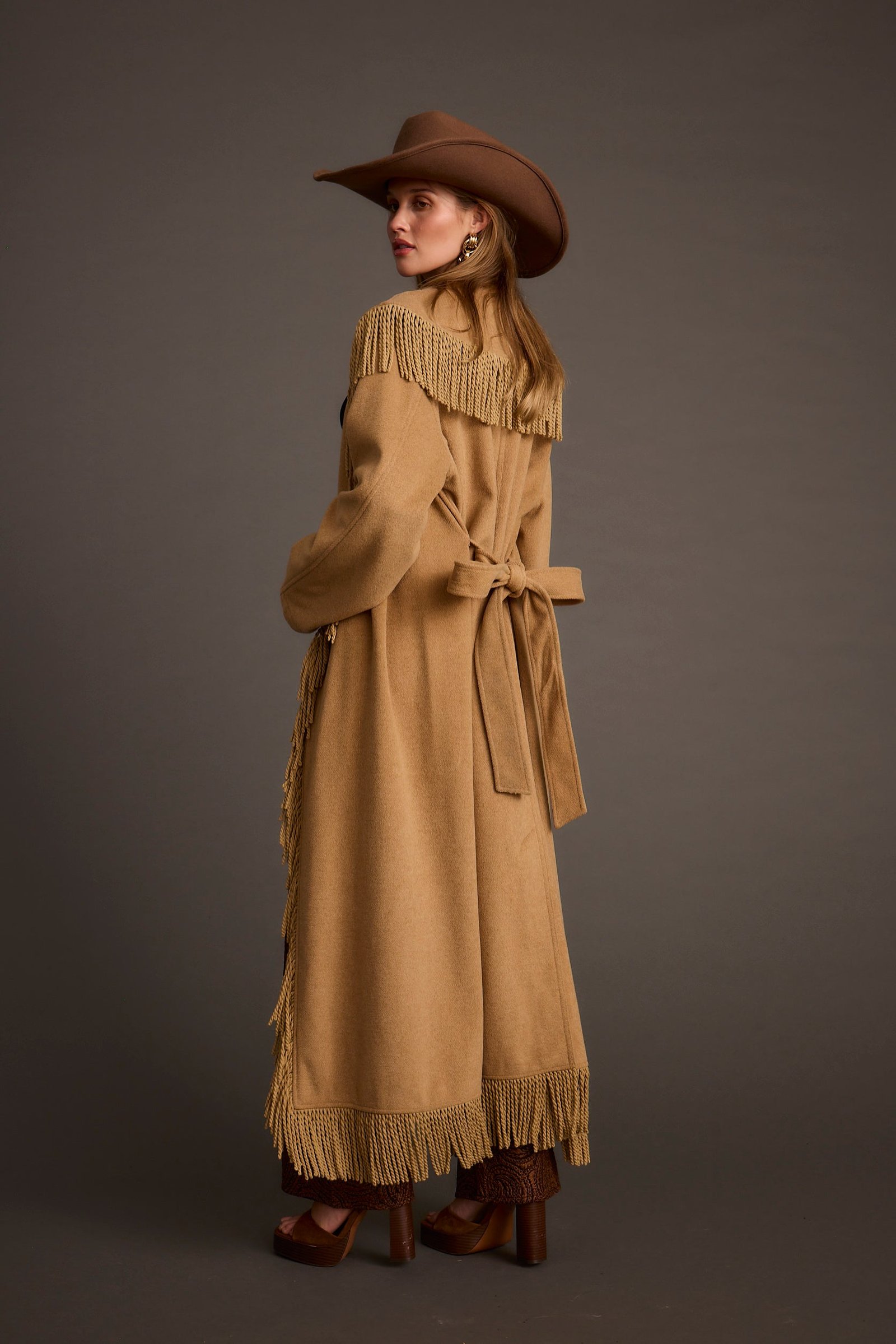 Montrose Camel Fringe Coat - Image 3