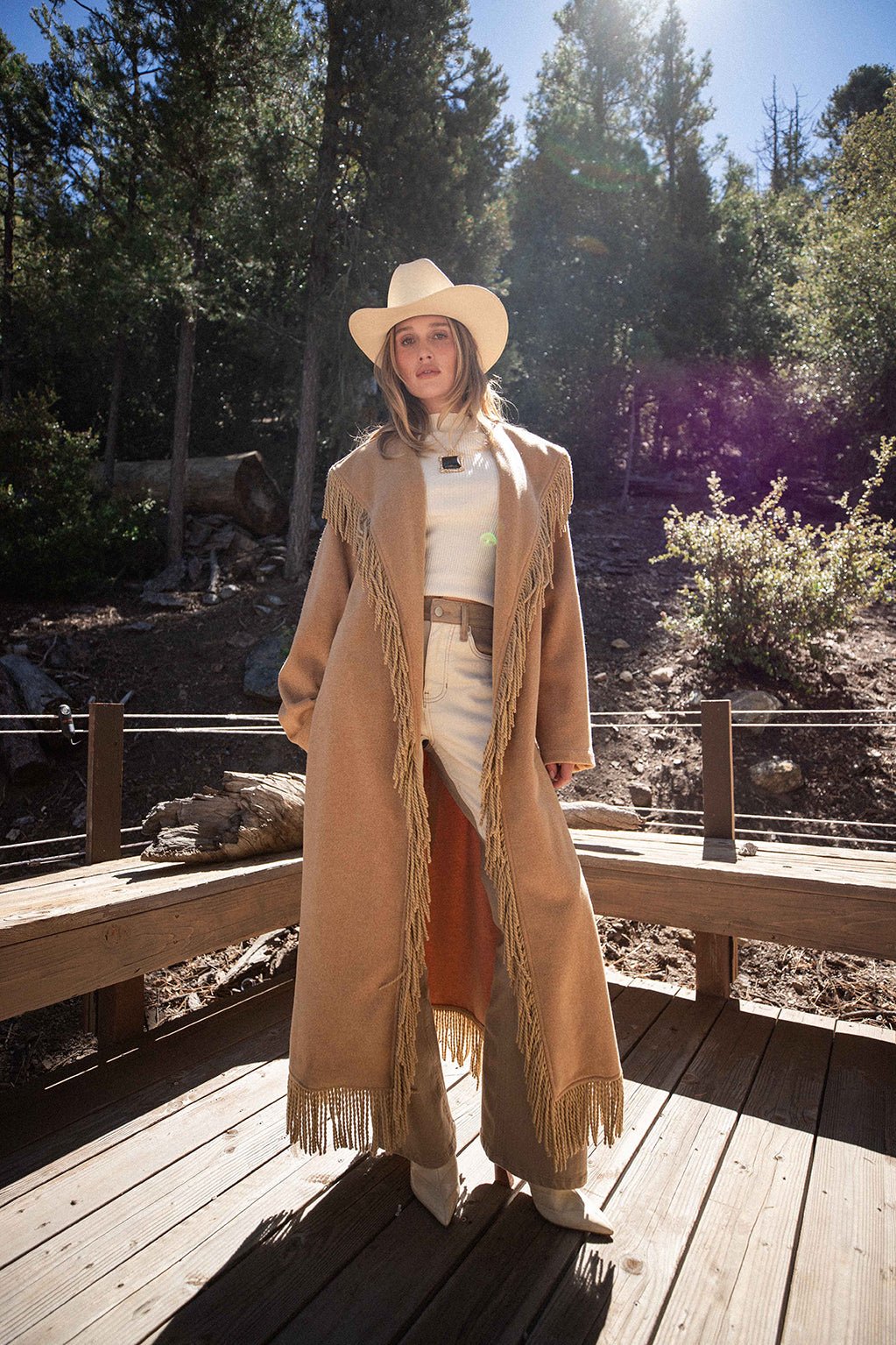 Montrose Camel Fringe Coat