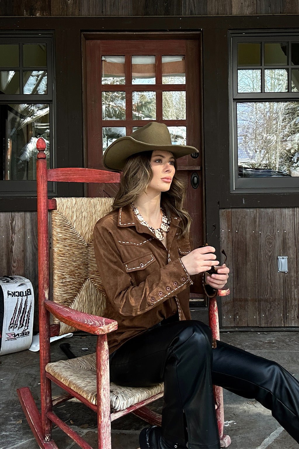 Rustic Pines Brown Suede Button Down Top - Image 12