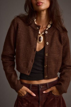 Teresa Mocha Cropped Cardigan
