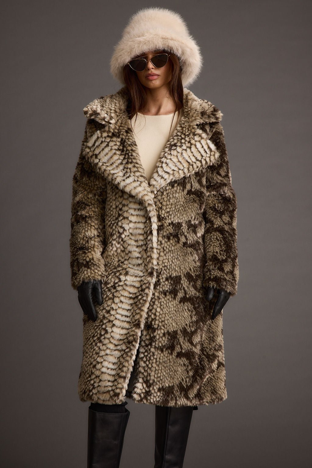 Vivienne Grey Snake Faux Fur Jacket - Image 3