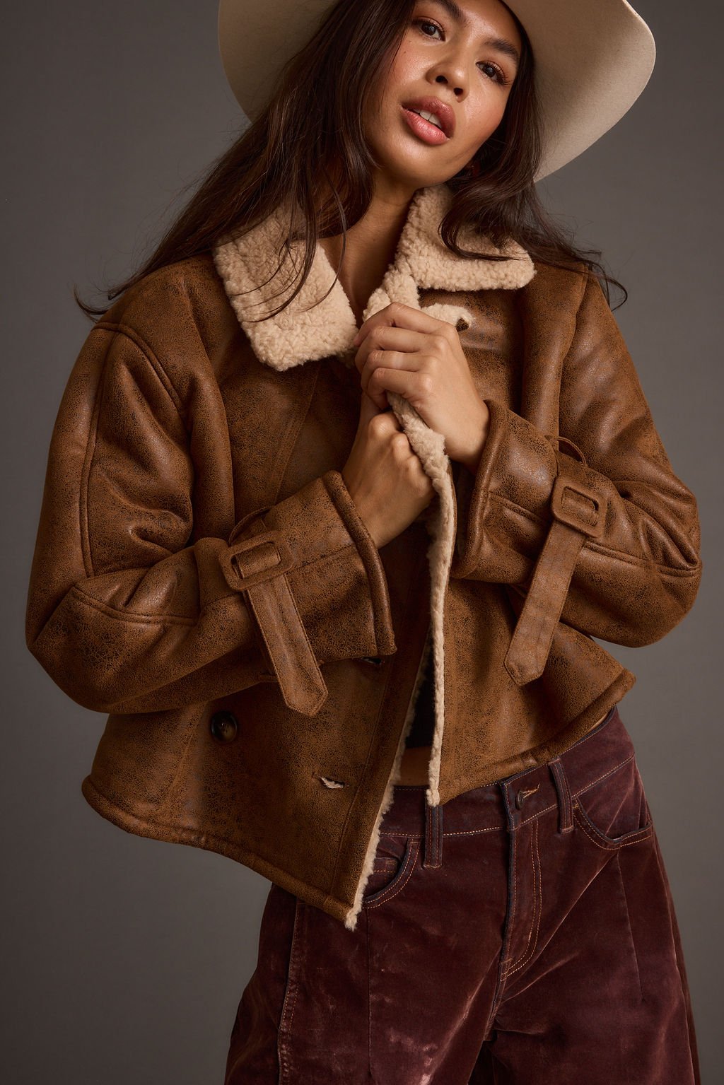 Avery Vintage Wash Sherling Coat - Image 7