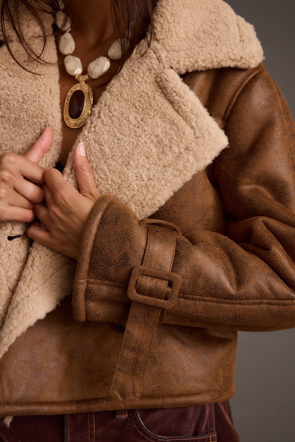 Avery Vintage Wash Sherling Coat - Image 6