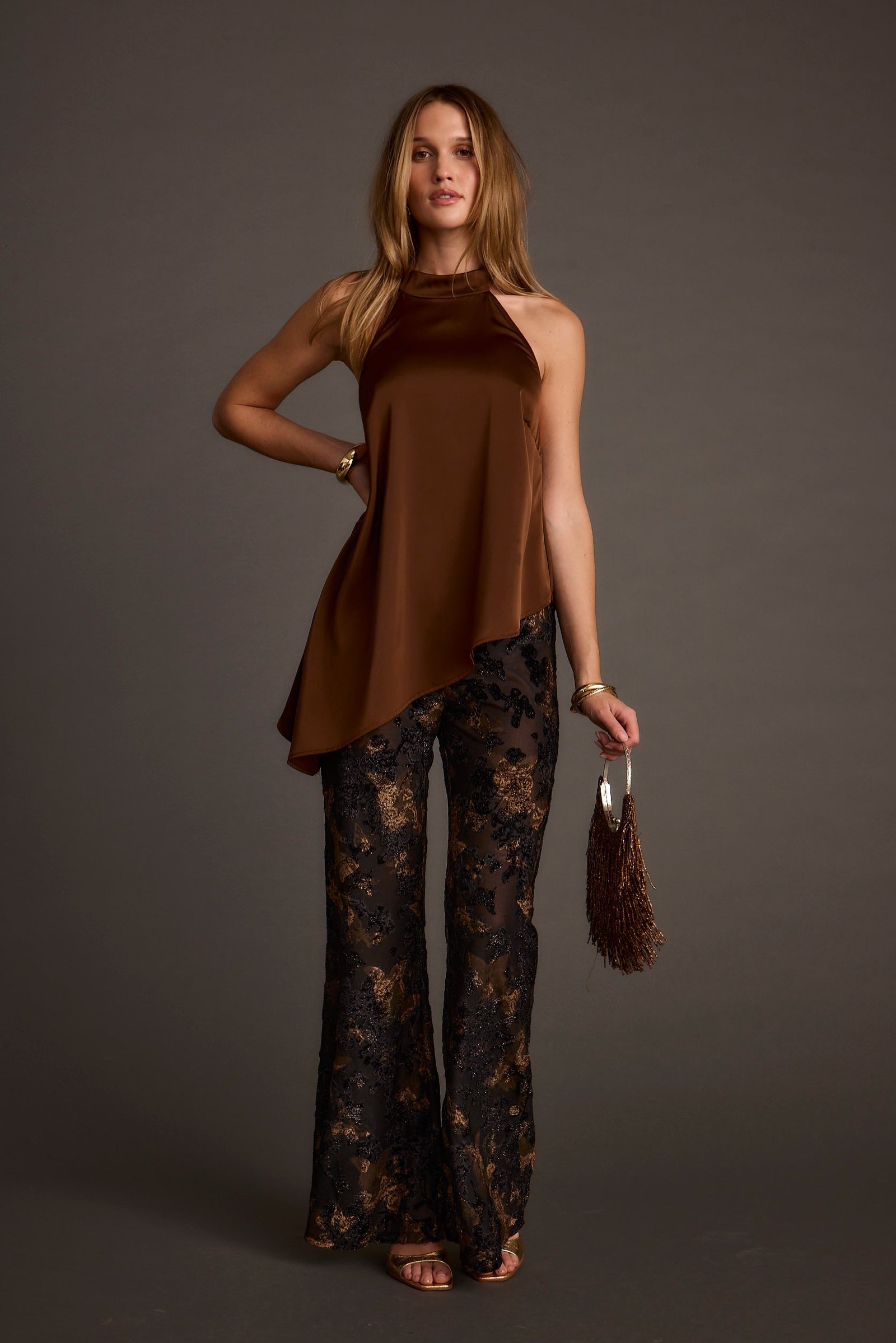 Linden Mocha Asymmetrical Halter Top - Image 11